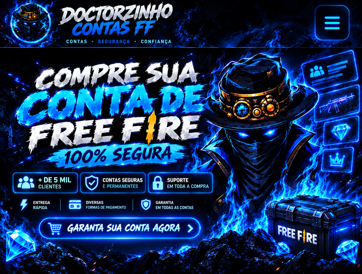 Compre sua conta de Free Fire 100% segura — Contas seguras e permanentes, suporte em toda a compra